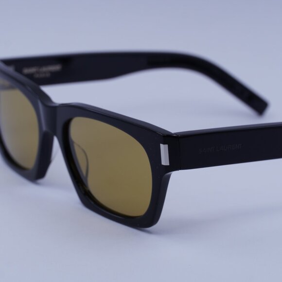 Saint Laurent SL402 010 Sunglasses Black Square Frame, Yellow Lenses - Picture 4 of 12